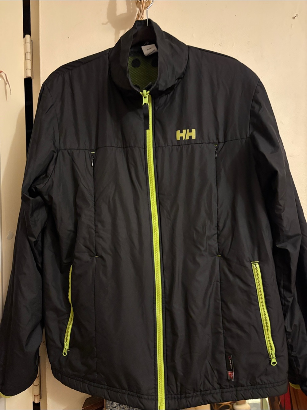 Helly Hansen Black Performance Jacket with Neon Lime Accents
